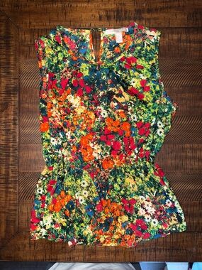 Forever 21 Multicolor Floral Sleeveless Peplum Camisole